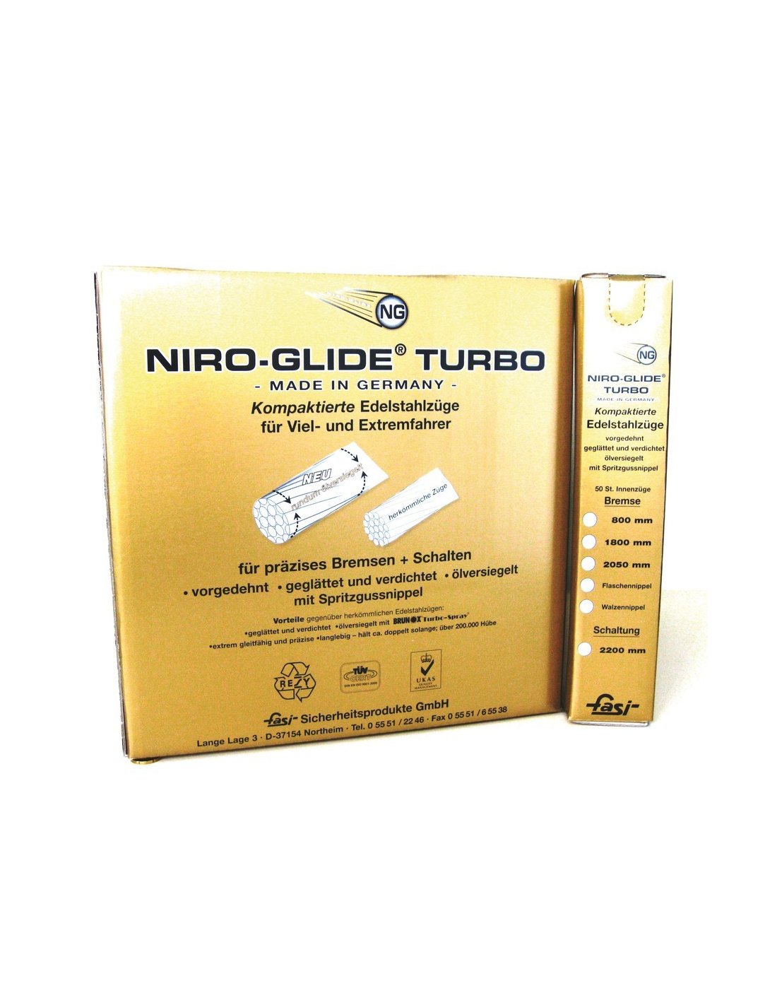 ▷ CAJA 50 CABLES FRENO NIRO GLIDE TURBO ACERO INOXIDABLE 2050 mm x 1.5 mm